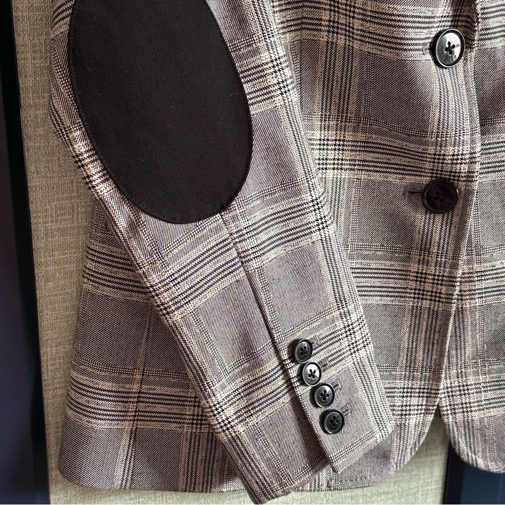 Tommy Hilfiger Black Ivory Large Plaid Classic 2 Botton Suit Blazer NWOT, Size 6 - Picture 3 of 9